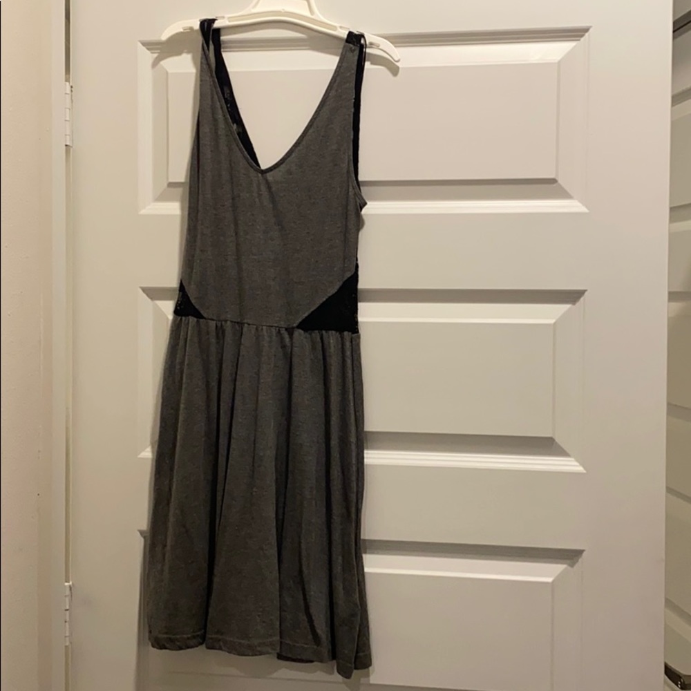 Grey Dress with Black Lace